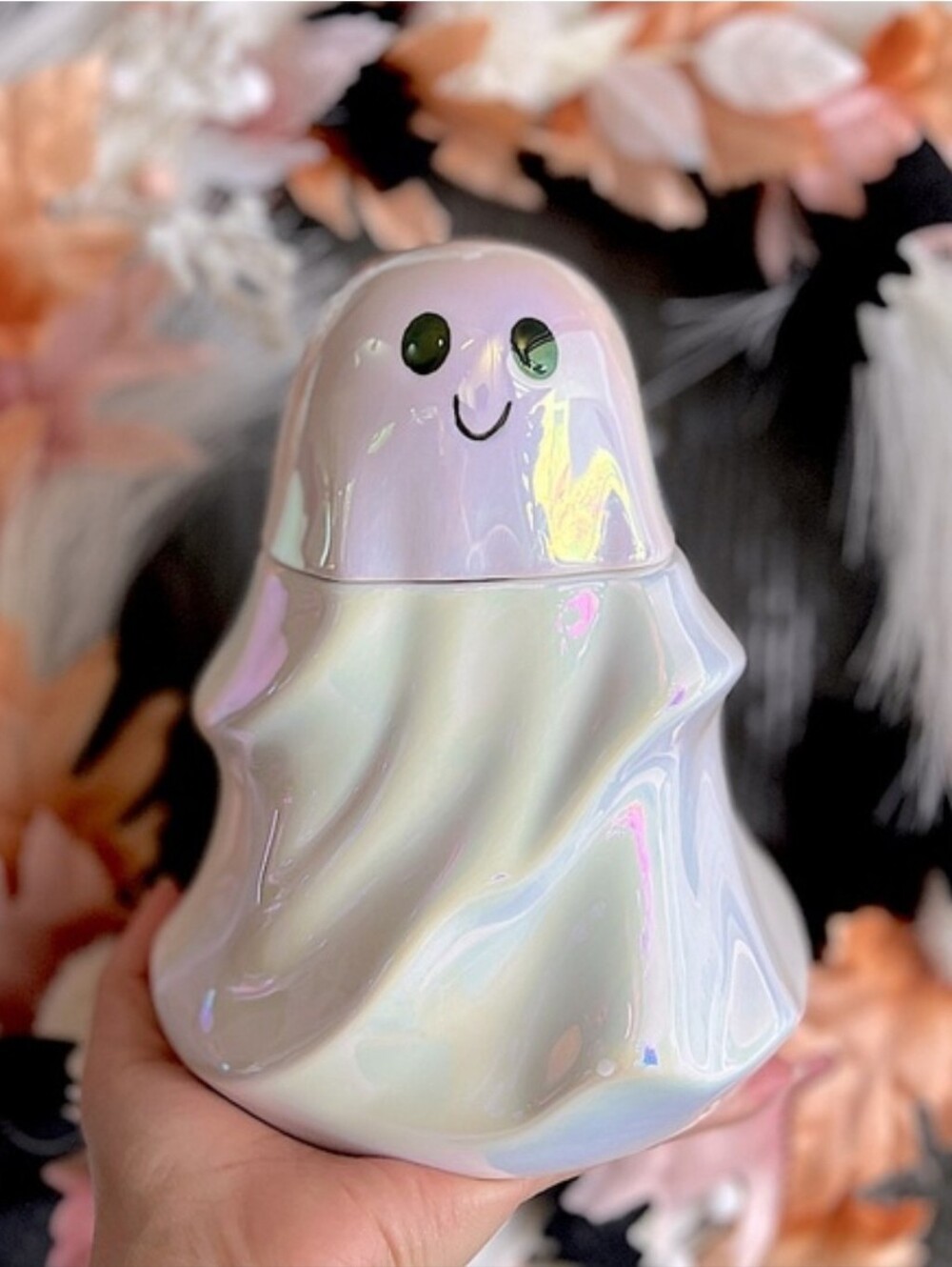 👻Target Bullseye Playground 2024 Iridescent Ghost Ceramic Cookie Candy Jar